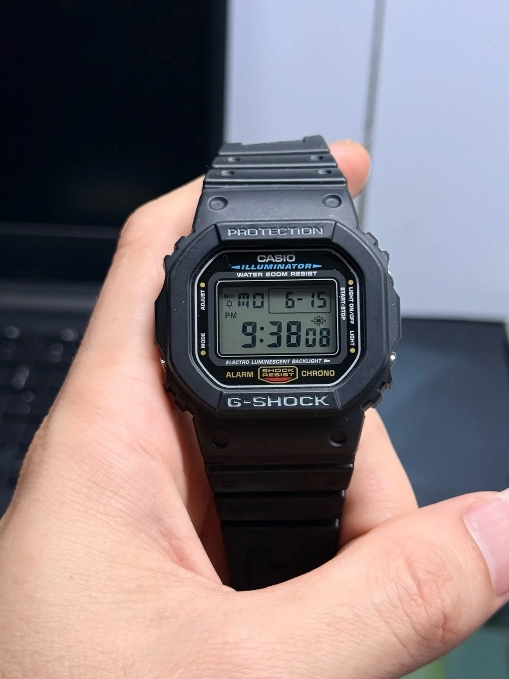 Casio G-Shock Digital Watch — Black with Green Backlight